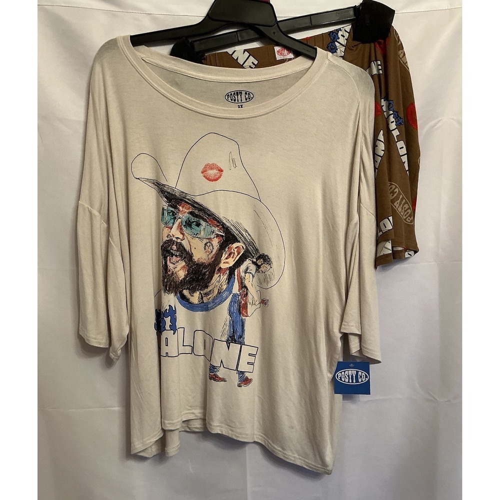Post Malone Posty Co Pajama Sleep Set Women's Plus Size 2X  SS Top & Shorts NWT